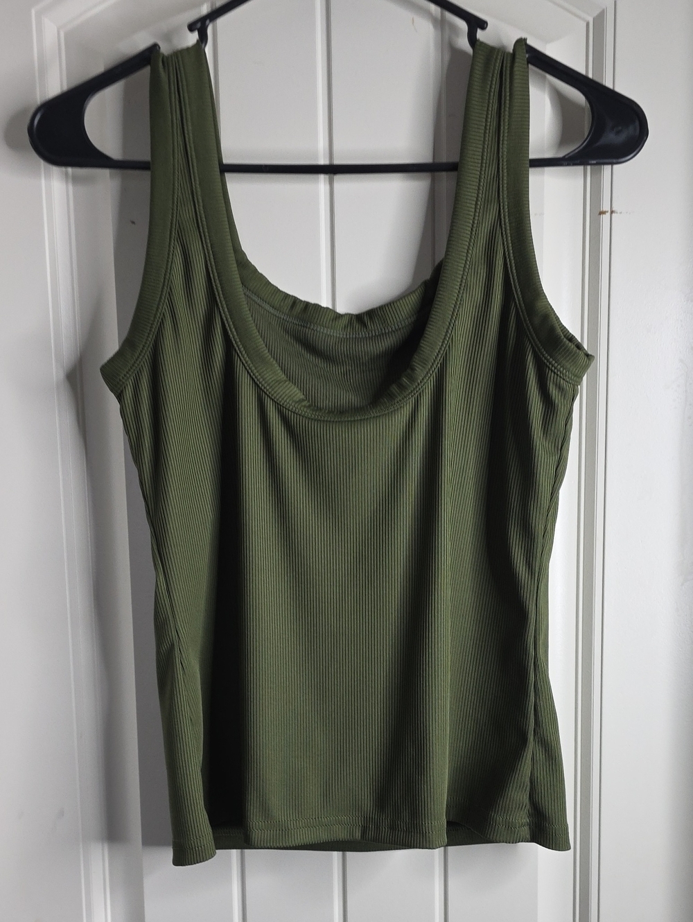 Olive Green Ribbed Tank Top - Women